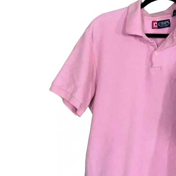 Chaps Men's Size Large Pink Short Sleeve Cotton Polo Shirt with Embroidered Logo - Picture 3 of 6